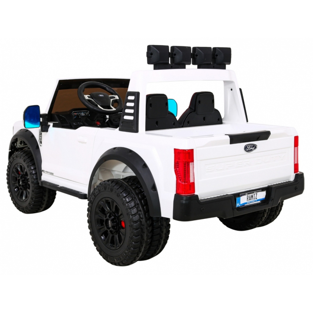 "Ford Super Duty" baltos spalvos pikapas-Elektromobiliai vaikams, Visureigiai-e-vaikas