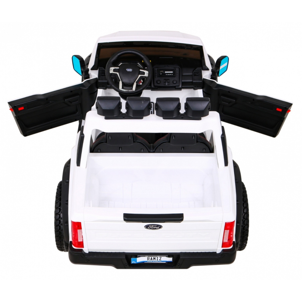 "Ford Super Duty" baltos spalvos pikapas-Elektromobiliai vaikams, Visureigiai-e-vaikas