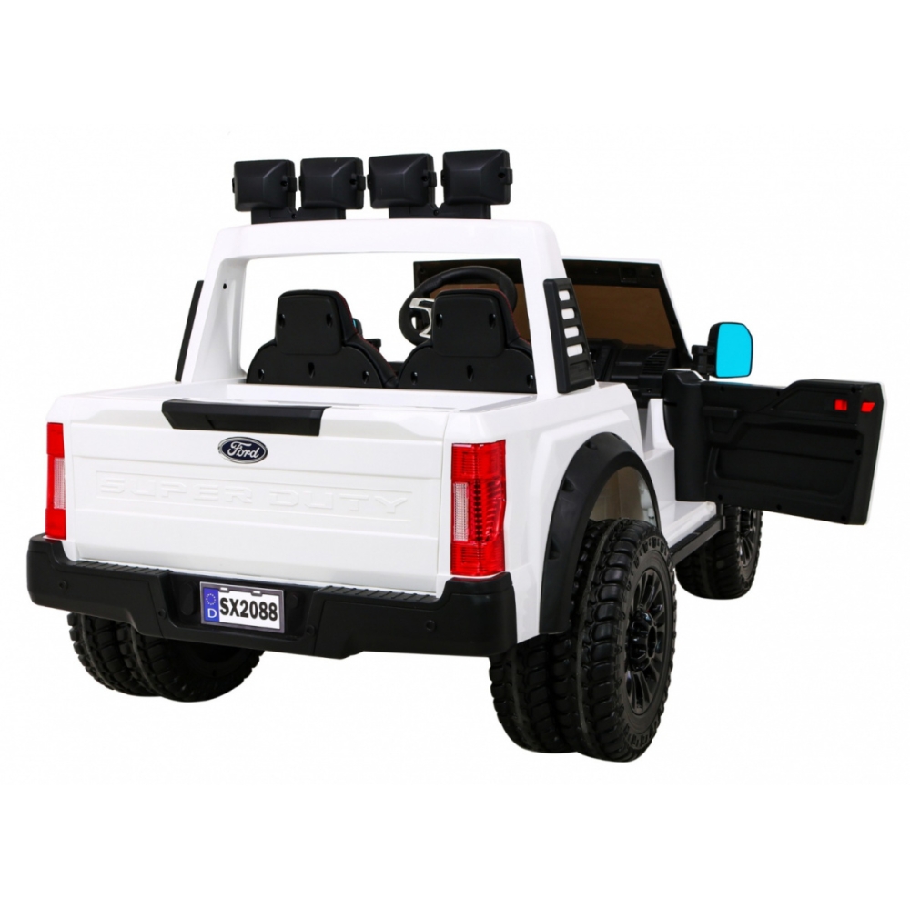 "Ford Super Duty" baltos spalvos pikapas-Elektromobiliai vaikams, Visureigiai-e-vaikas