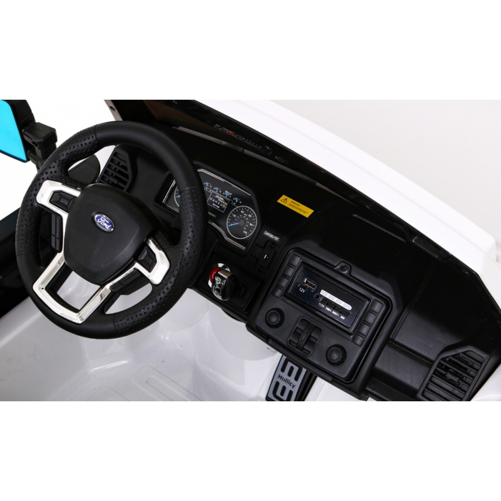 "Ford Super Duty" baltos spalvos pikapas-Elektromobiliai vaikams, Visureigiai-e-vaikas
