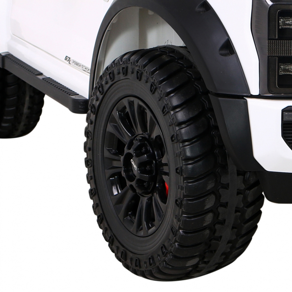 "Ford Super Duty" baltos spalvos pikapas-Elektromobiliai vaikams, Visureigiai-e-vaikas