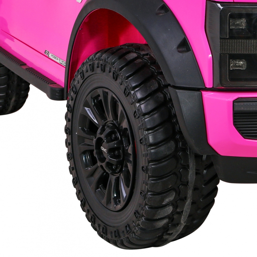 Elektromobilis Ford Super Duty pickup, Pink-Elektromobiliai vaikams, Visureigiai-e-vaikas
