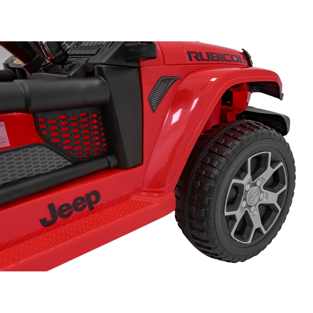 Jeep Wrangler Rubicon na akumulator dla dzieci Czerwony + Pilot + Radio MP3 LED + Koła EVA