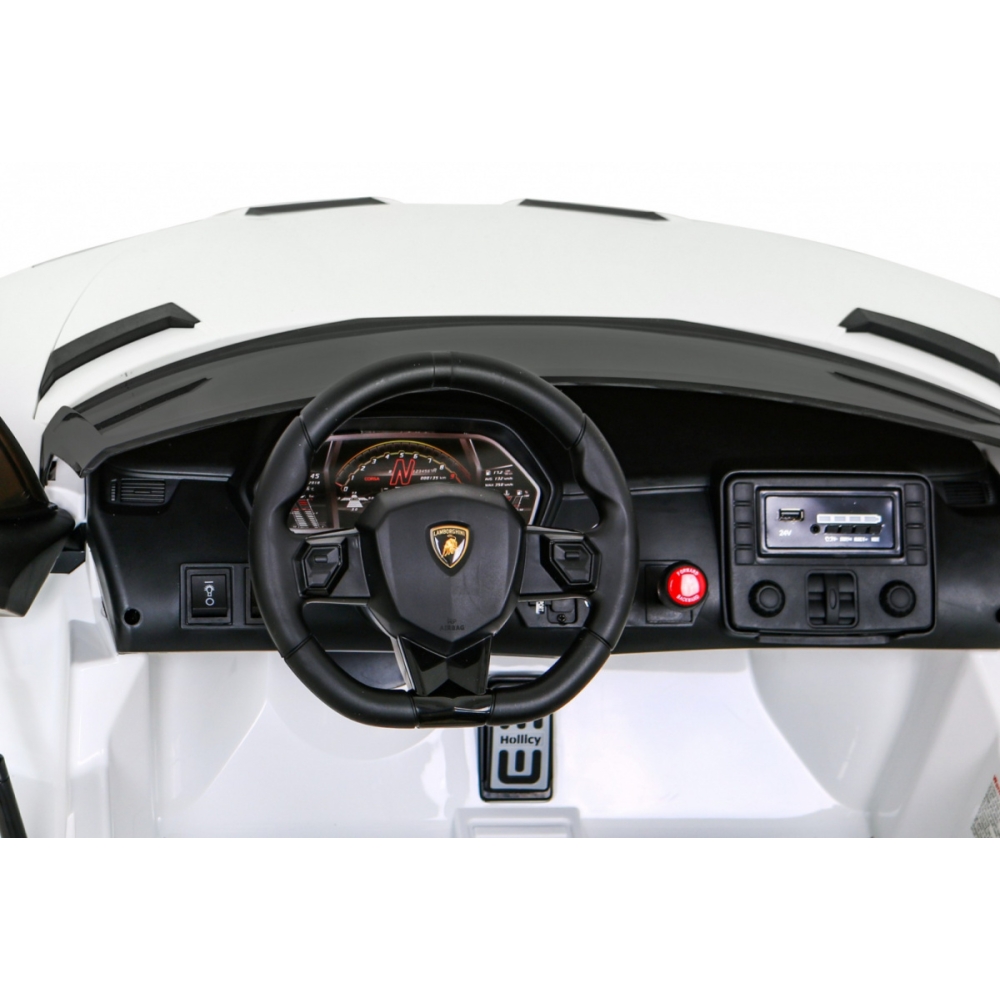 Dvivietis elektromobilis Lamborghini SVJ DRIFT, White-Elektromobiliai vaikams, Mašinos-e-vaikas