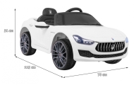 Maserati Ghibli na akumulator dla dzieci Biały + Pilot + Wolny Start + EVA + MP3 USB + LED