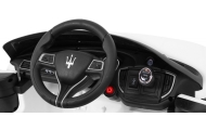 Maserati Ghibli na akumulator dla dzieci Biały + Pilot + Wolny Start + EVA + MP3 USB + LED
