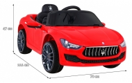 Maserati Ghibli na akumulator dla dzieci Czerwony + Pilot + Wolny Start + EVA + MP3 USB + LED