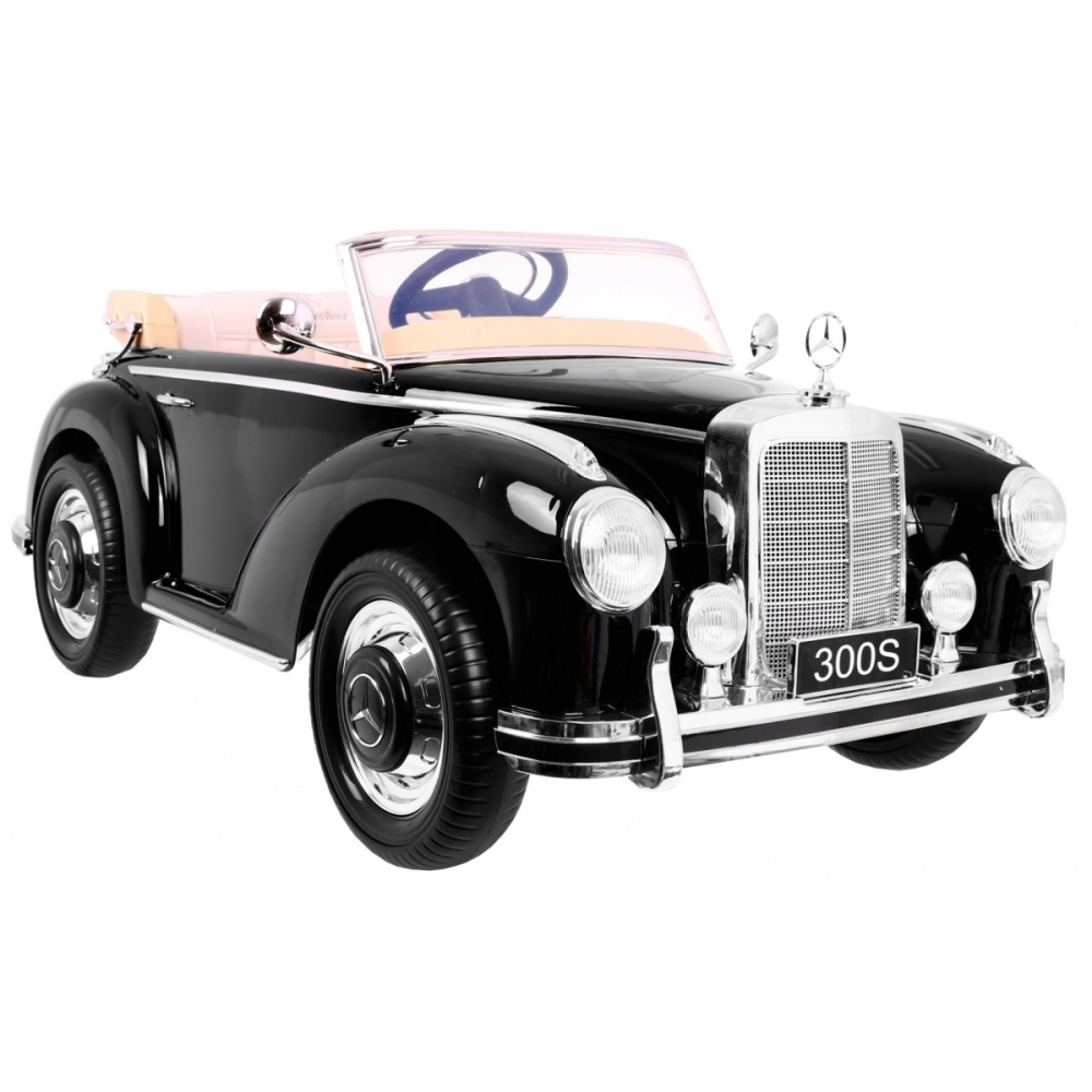 Elektromobilis Mercedes Benz 300S Retro, lakuotas juodas-Elektromobiliai vaikams, Mašinos-e-vaikas