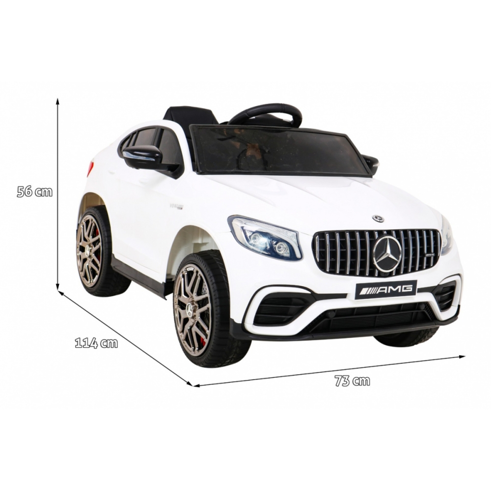 „Mercedes-Benz GLC63S“ vaikams, baltas visureigis + nuotolinio valdymo pultas + 4x4 pavara-Elektromobiliai vaikams, Visureigiai-