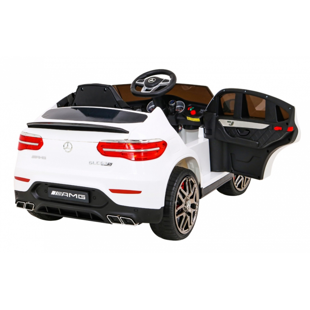 „Mercedes-Benz GLC63S“ vaikams, baltas visureigis + nuotolinio valdymo pultas + 4x4 pavara-Elektromobiliai vaikams, Visureigiai-