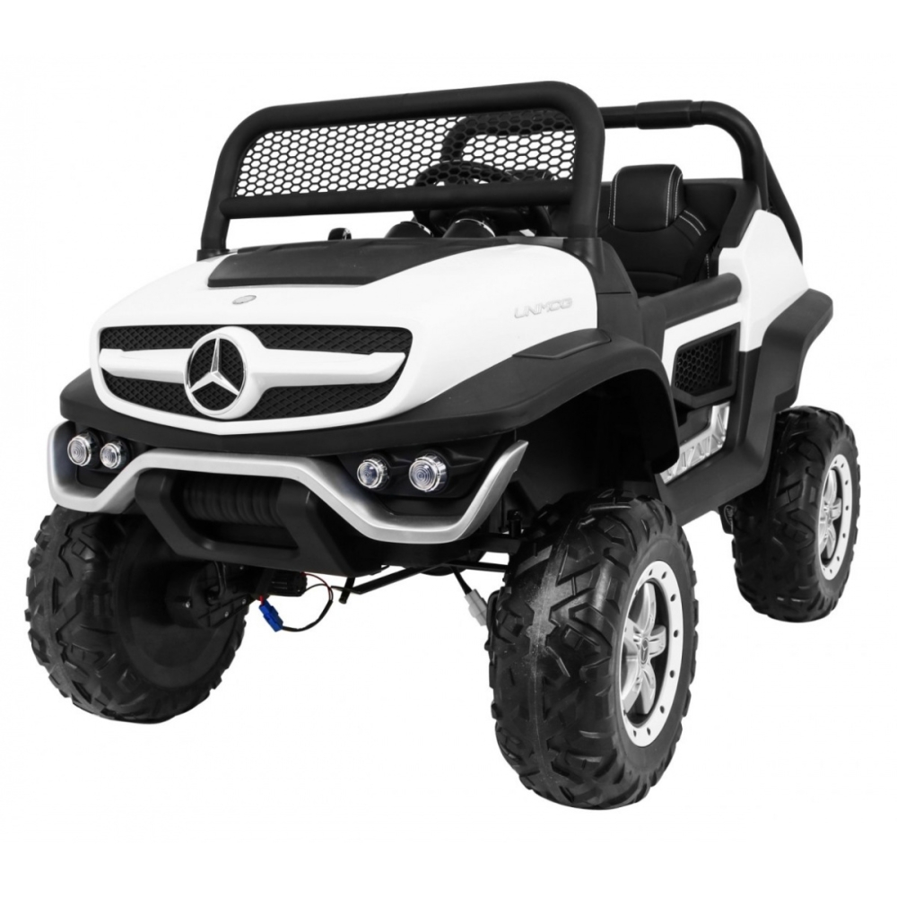 Elektromobilis Mercedes Benz Unimog 4x4, White-Elektromobiliai vaikams, Visureigiai-e-vaikas