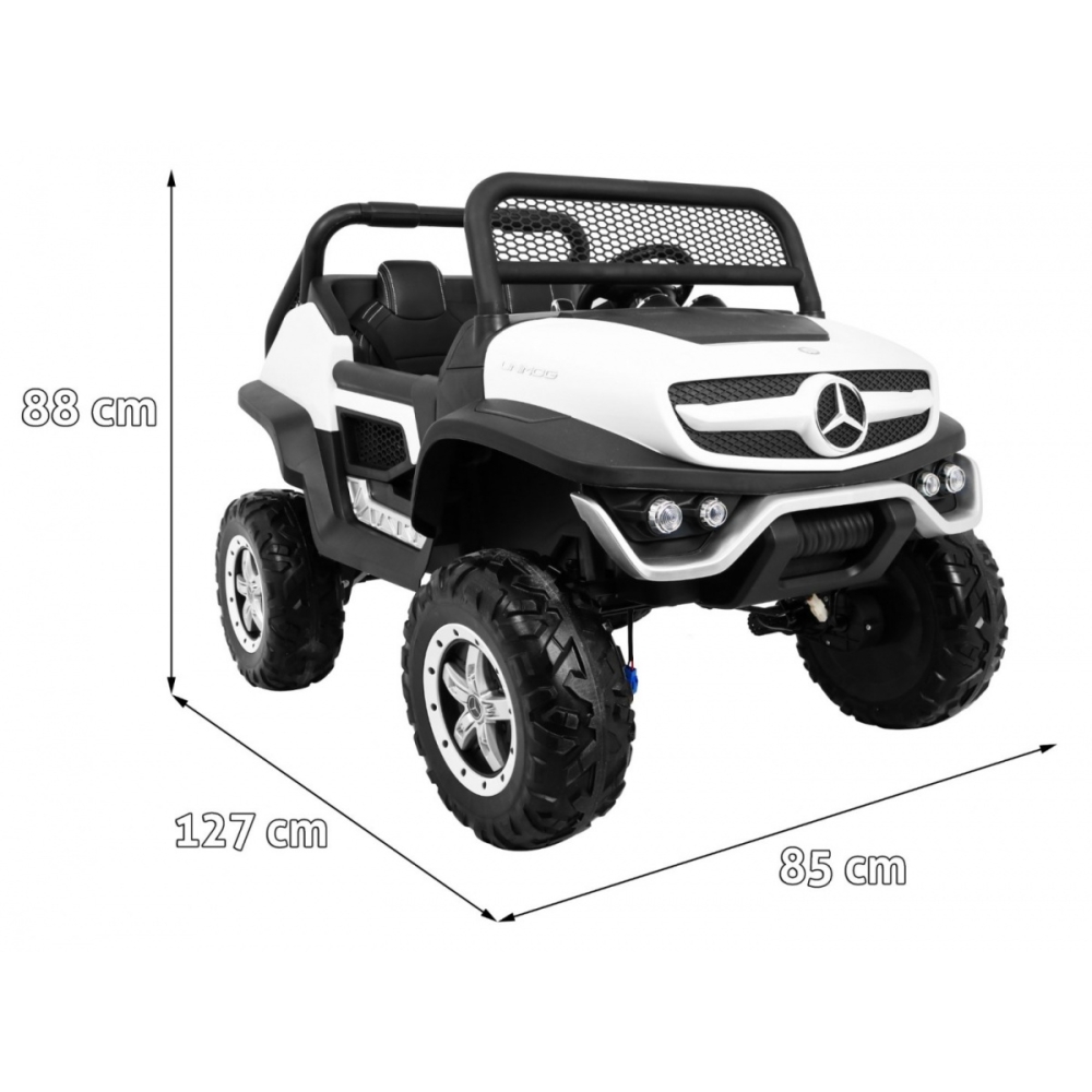 Elektromobilis Mercedes Benz Unimog 4x4, White-Elektromobiliai vaikams, Visureigiai-e-vaikas