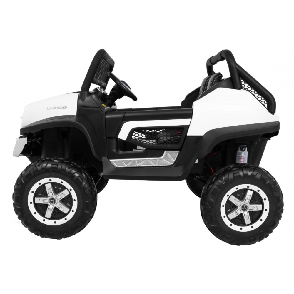 Elektromobilis Mercedes Benz Unimog 4x4, White-Elektromobiliai vaikams, Visureigiai-e-vaikas