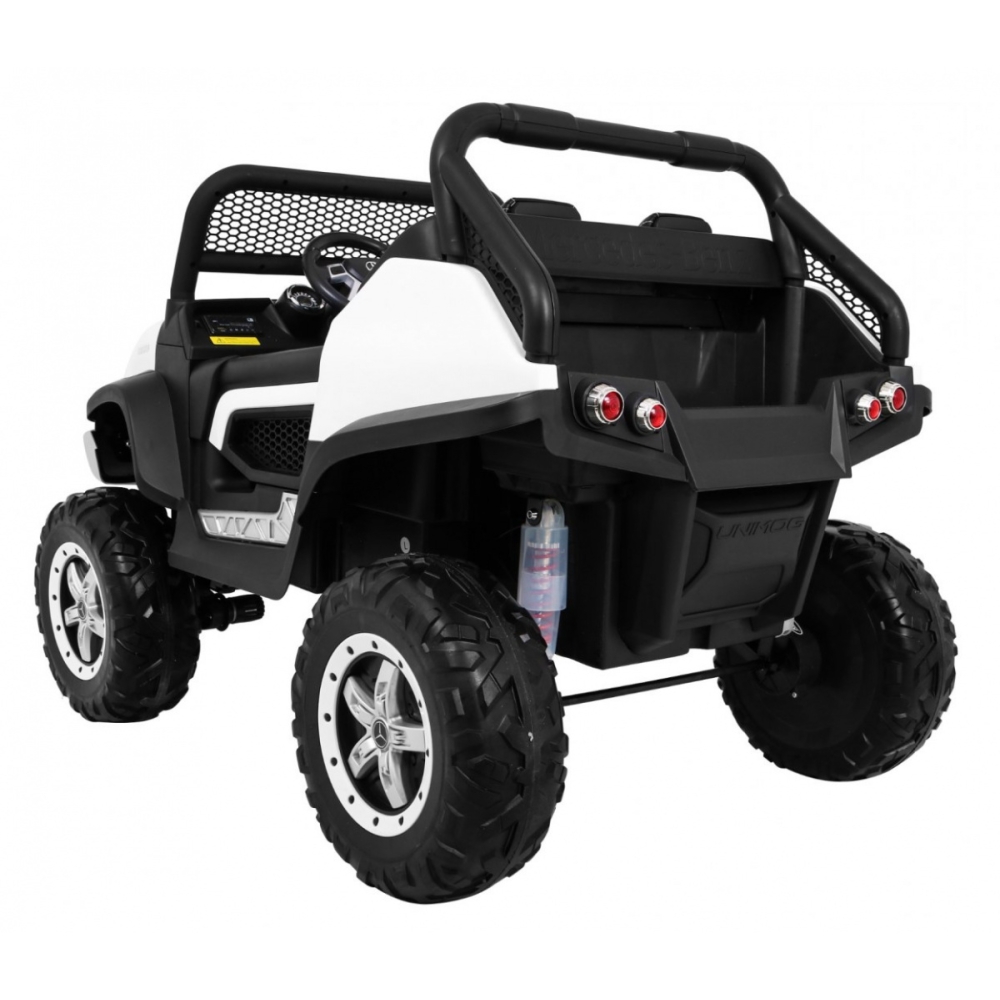 Elektromobilis Mercedes Benz Unimog 4x4, White-Elektromobiliai vaikams, Visureigiai-e-vaikas