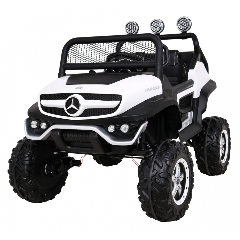 Elektromobilis Mercedes Benz Unimog 4x4, White-Elektromobiliai vaikams, Visureigiai-e-vaikas