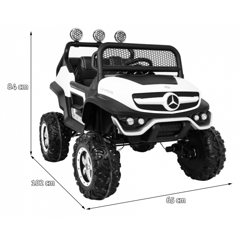 Elektromobilis Mercedes Benz Unimog 4x4, White-Elektromobiliai vaikams, Visureigiai-e-vaikas