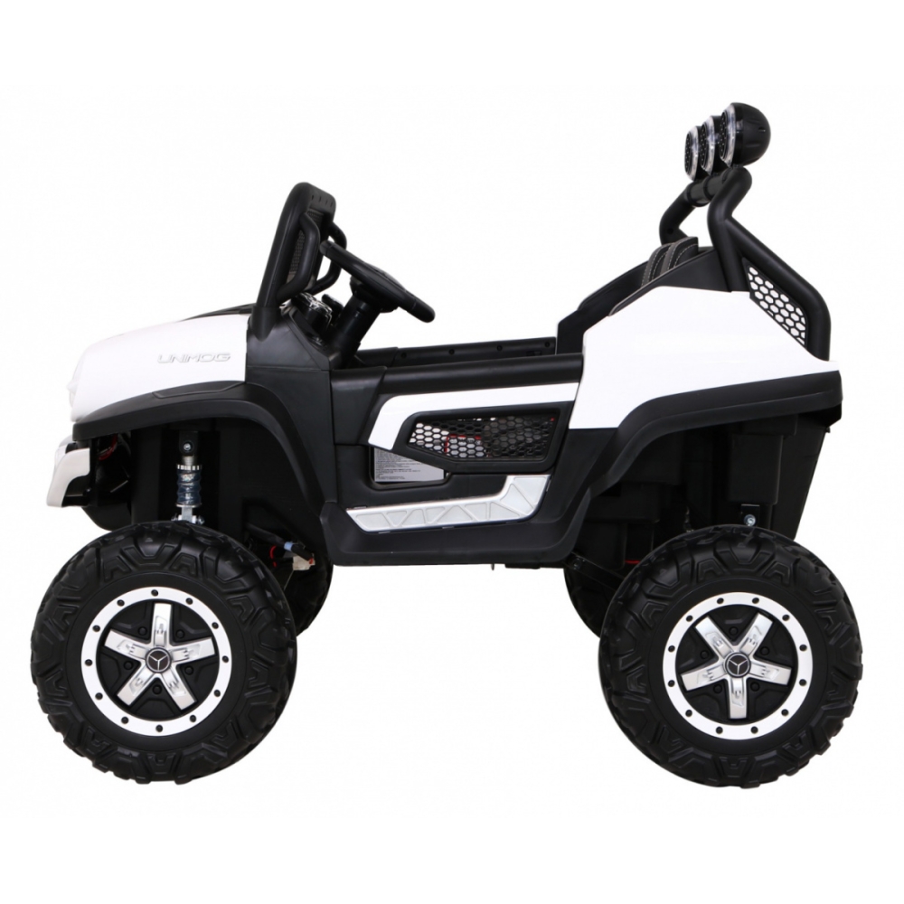 Elektromobilis Mercedes Benz Unimog 4x4, White-Elektromobiliai vaikams, Visureigiai-e-vaikas