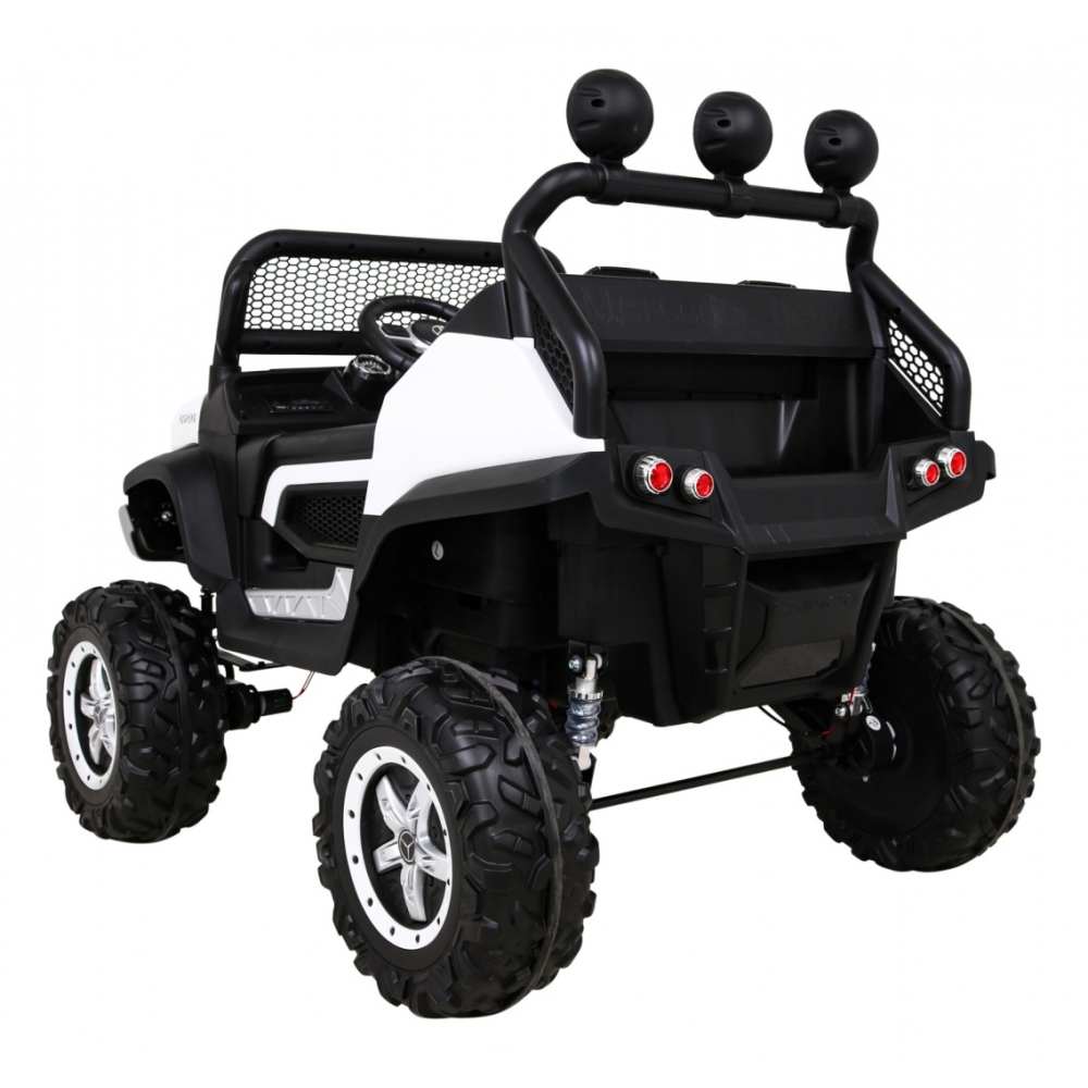 Elektromobilis Mercedes Benz Unimog 4x4, White-Elektromobiliai vaikams, Visureigiai-e-vaikas
