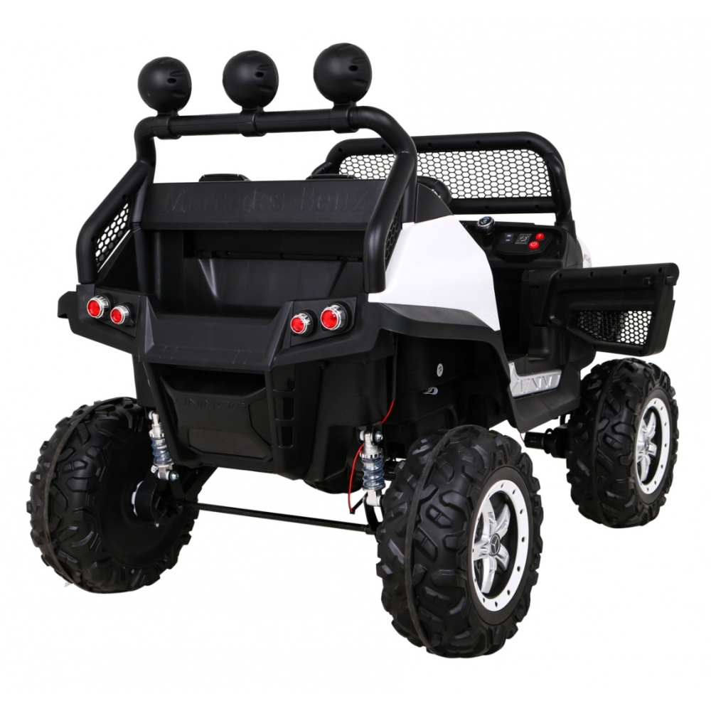 Elektromobilis Mercedes Benz Unimog 4x4, White-Elektromobiliai vaikams, Visureigiai-e-vaikas