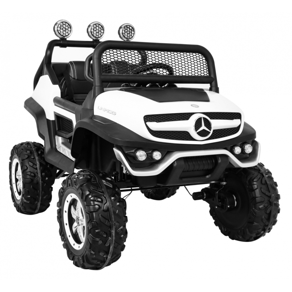 Elektromobilis Mercedes Benz Unimog 4x4, White-Elektromobiliai vaikams, Visureigiai-e-vaikas