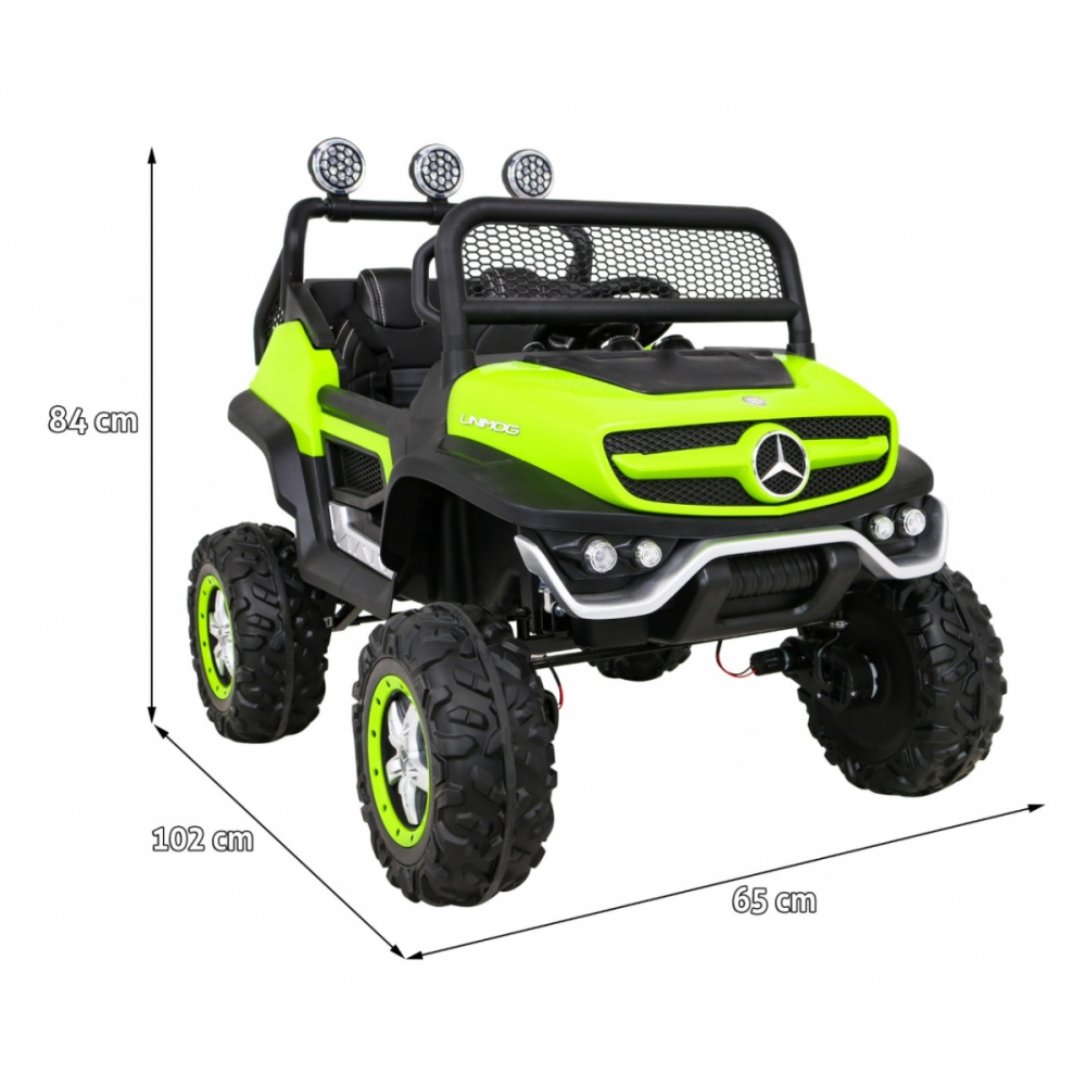 Elektromobilis Mercedes Benz Unimog 4x4, Green-Elektromobiliai vaikams, Visureigiai-e-vaikas