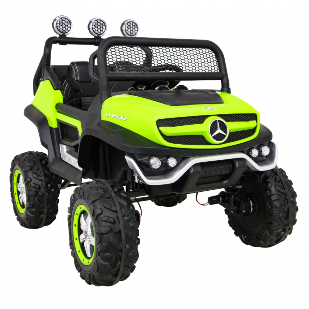 Elektromobilis Mercedes Benz Unimog 4x4, Green-Elektromobiliai vaikams, Visureigiai-e-vaikas