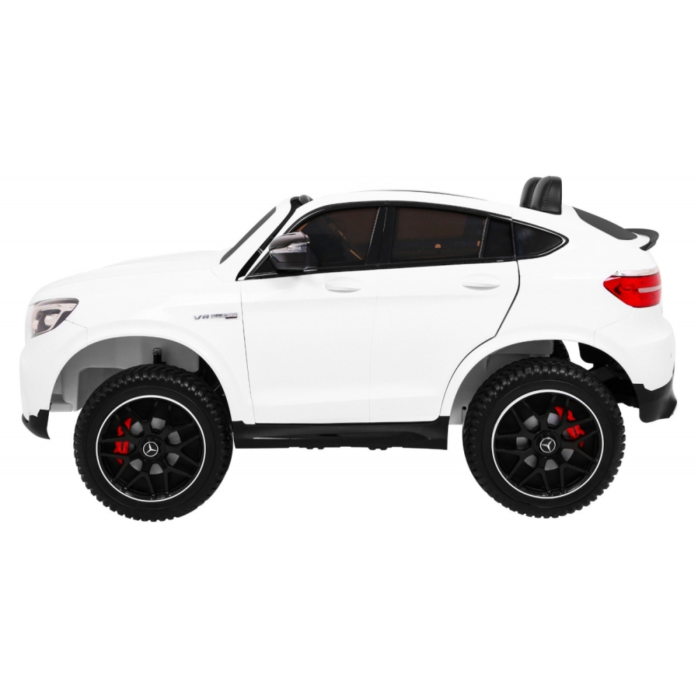 Vaikams skirtas automobilis „Mercedes GLC 63S“ – baltas visureigis + 4x4 pavara-Elektromobiliai vaikams, Visureigiai-e-vaikas