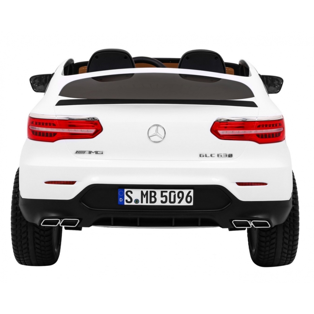 Vaikams skirtas automobilis „Mercedes GLC 63S“ – baltas visureigis + 4x4 pavara-Elektromobiliai vaikams, Visureigiai-e-vaikas