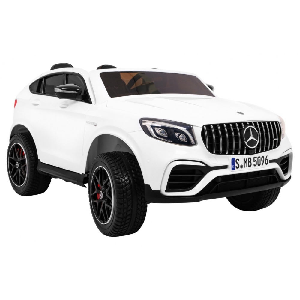 Vaikams skirtas automobilis „Mercedes GLC 63S“ – baltas visureigis + 4x4 pavara-Elektromobiliai vaikams, Visureigiai-e-vaikas