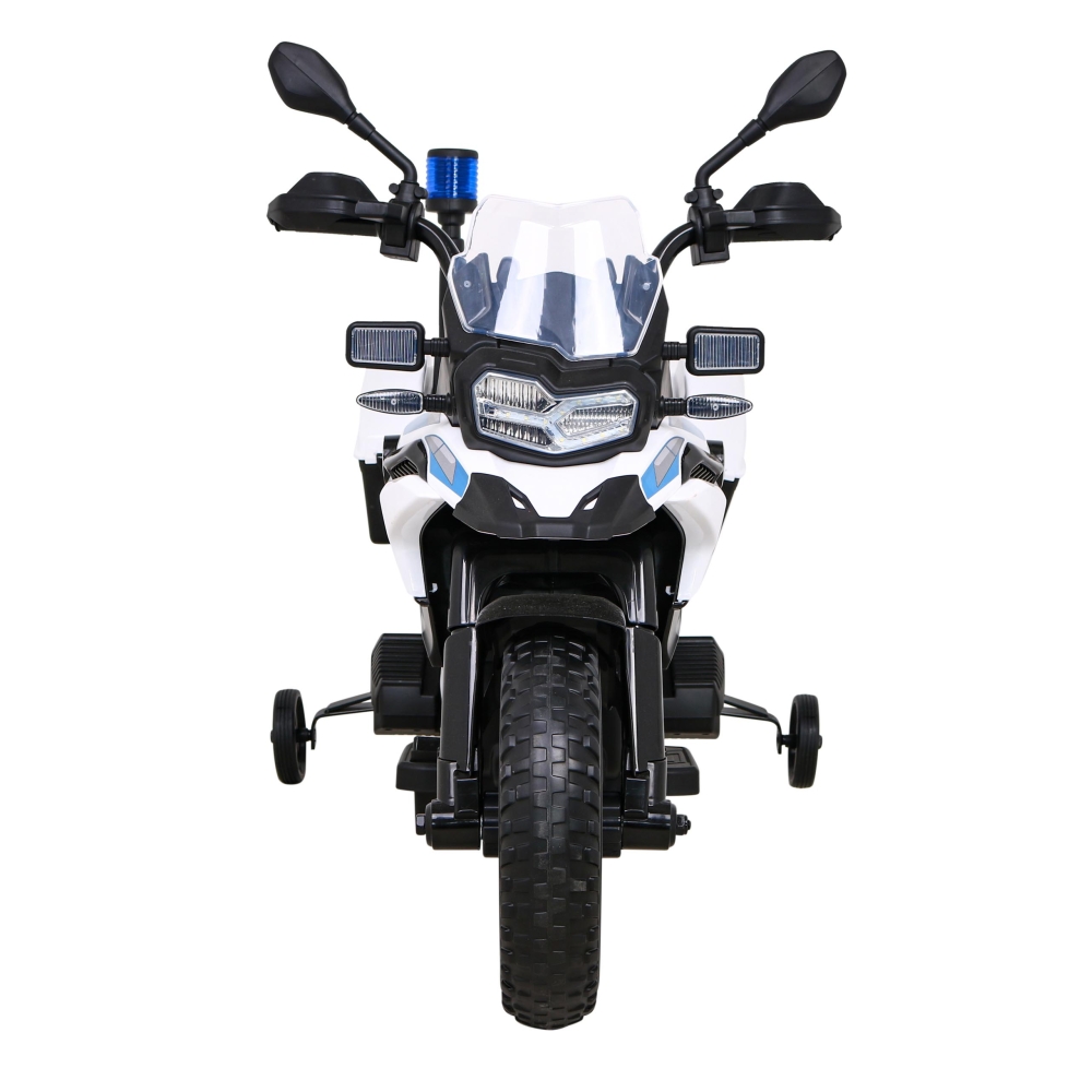 Motor Policyjny BMW F850 GS na akumulator dla dzieci + Kółka pomocnicze + Syrena + Światła + 2 Kufry + Wolny Start