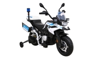 Motor Policyjny BMW F850 GS na akumulator dla dzieci + Kółka pomocnicze + Syrena + Światła + 2 Kufry + Wolny Start