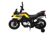 Motor BMW F850 GS na akumulator dla dzieci Żółty + Kółka pomocnicze + Audio LED + Wolny Start + EVA