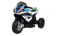 Motor BMW HP4 na akumulator dla dzieci Biały + 3 Koła + LED + MP3 USB + Ekoskóra
