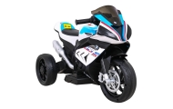 Motor BMW HP4 na akumulator dla dzieci Biały + 3 Koła + LED + MP3 USB + Ekoskóra