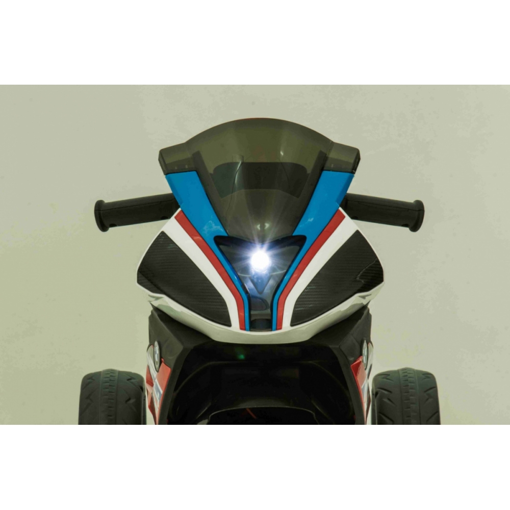 Motor BMW HP4 na akumulator dla dzieci Niebieski + 3 Koła + LED + MP3 USB + Ekoskóra