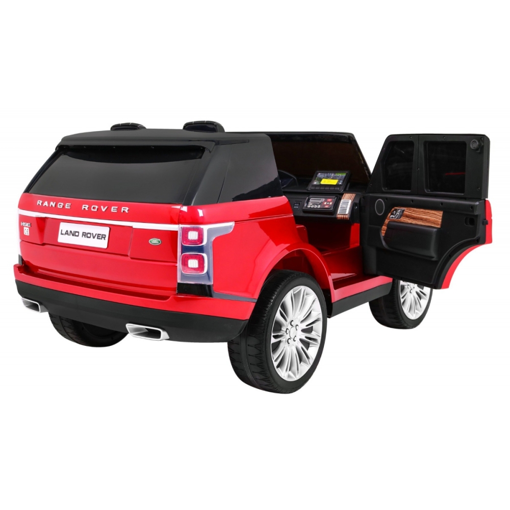 „Range Rover HSE“ dažytas žaislinis automobilis dviem vaikams, raudonas visureigis + nuotolinio valdymo pultas + garso pultas-El