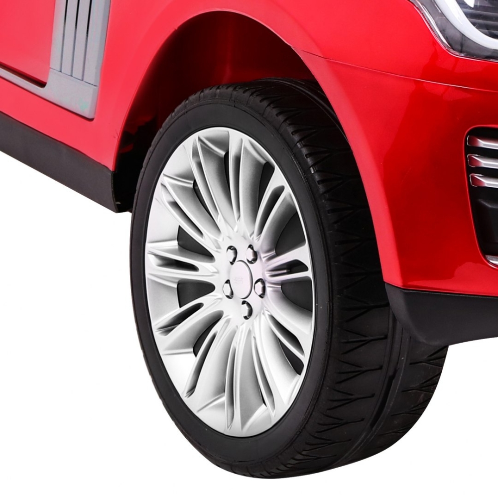 „Range Rover HSE“ dažytas žaislinis automobilis dviem vaikams, raudonas visureigis + nuotolinio valdymo pultas + garso pultas-El