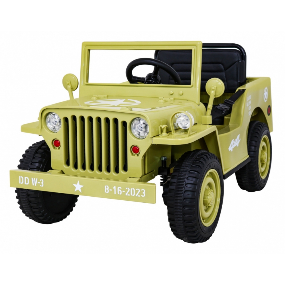 Elektromobilis Retro karinis 4x4 pavara, Beige-Elektromobiliai vaikams, Visureigiai-e-vaikas