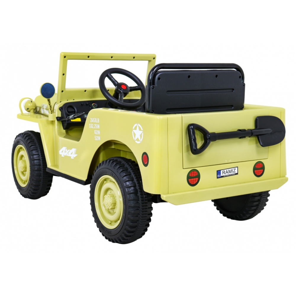 Elektromobilis Retro karinis 4x4 pavara, Beige-Elektromobiliai vaikams, Visureigiai-e-vaikas
