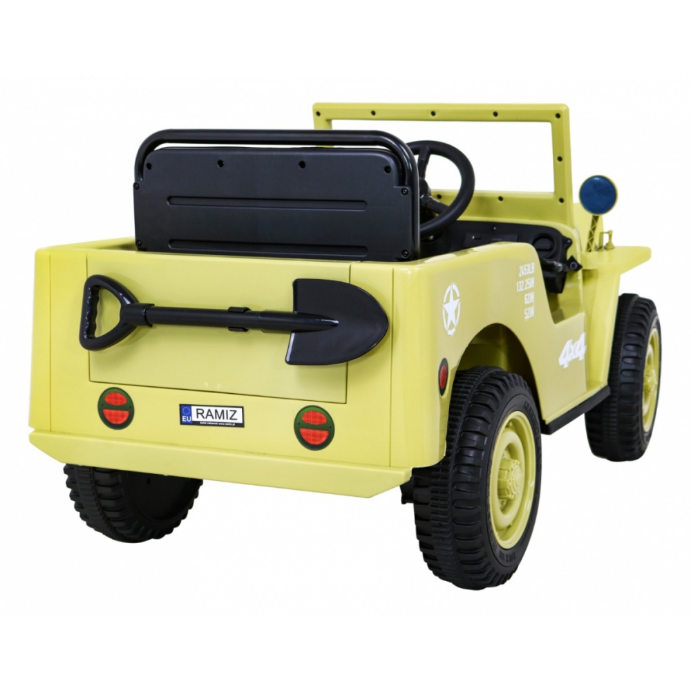 Elektromobilis Retro karinis 4x4 pavara, Beige-Elektromobiliai vaikams, Visureigiai-e-vaikas