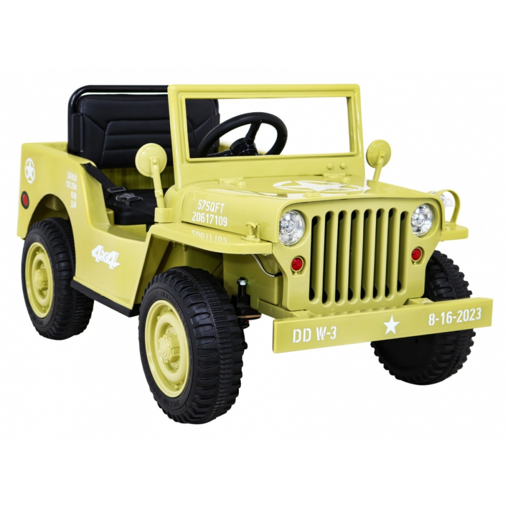 Elektromobilis Retro karinis 4x4 pavara, Beige-Elektromobiliai vaikams, Visureigiai-e-vaikas