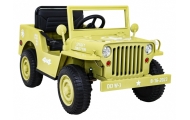 Autko Wojskowe Retro dla dzieci Beżowy + Napęd 4x4 + Pilot + 2 Bagażniki + Wolny Start + MP3 LED