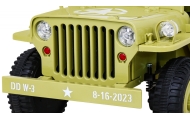 Autko Wojskowe Retro dla dzieci Beżowy + Napęd 4x4 + Pilot + 2 Bagażniki + Wolny Start + MP3 LED