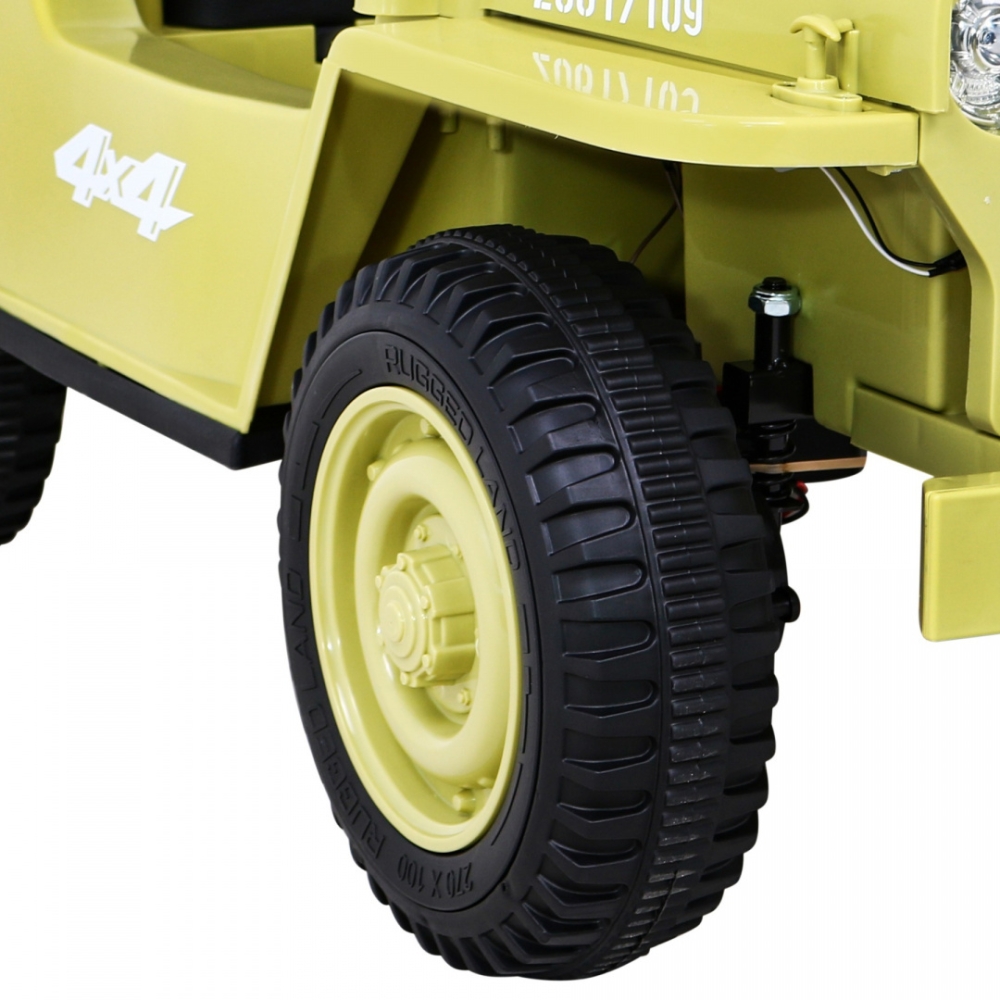 Elektromobilis Retro karinis 4x4 pavara, Beige-Elektromobiliai vaikams, Visureigiai-e-vaikas