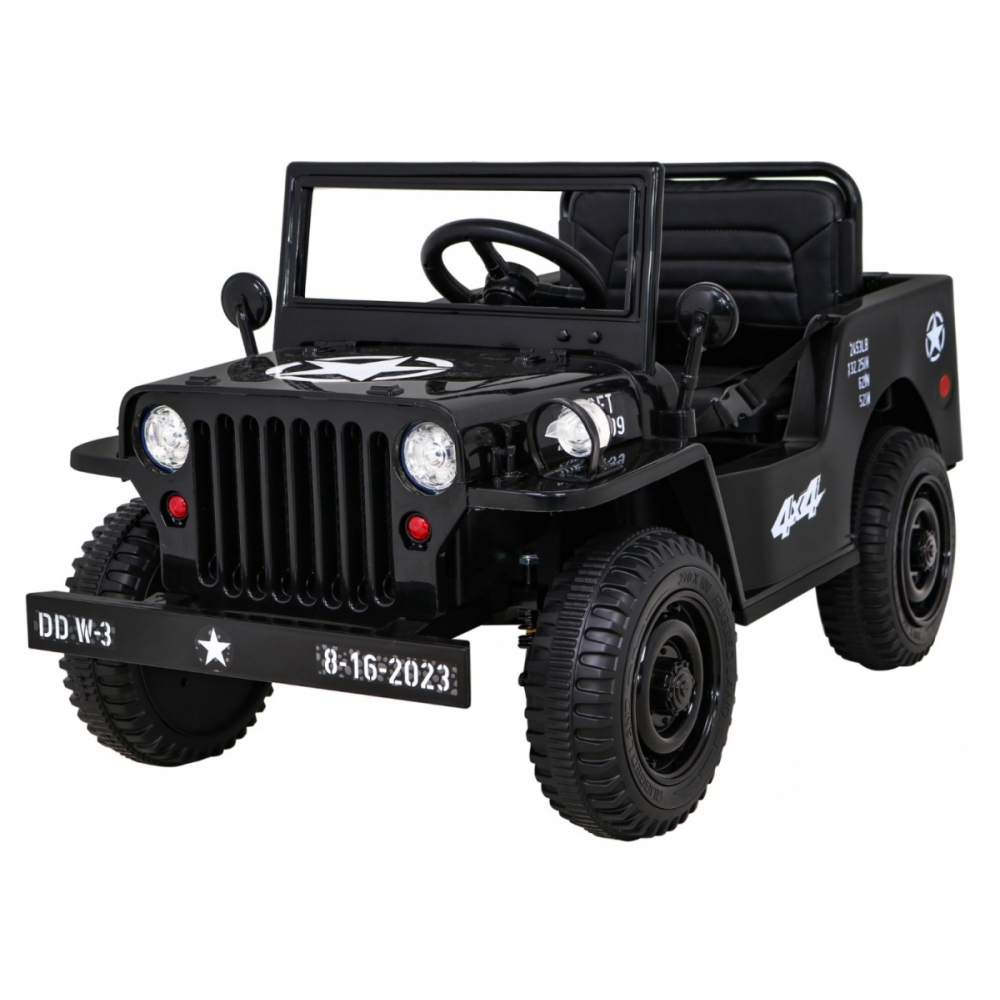 Elektromobilis Retro karinis 4x4 pavara, Black-Elektromobiliai vaikams, Visureigiai-e-vaikas