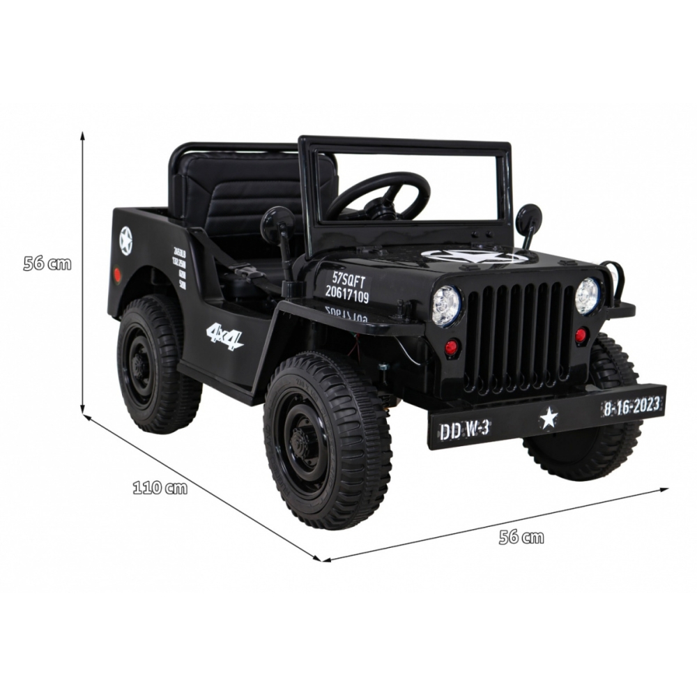 Elektromobilis Retro karinis 4x4 pavara, Black-Elektromobiliai vaikams, Visureigiai-e-vaikas
