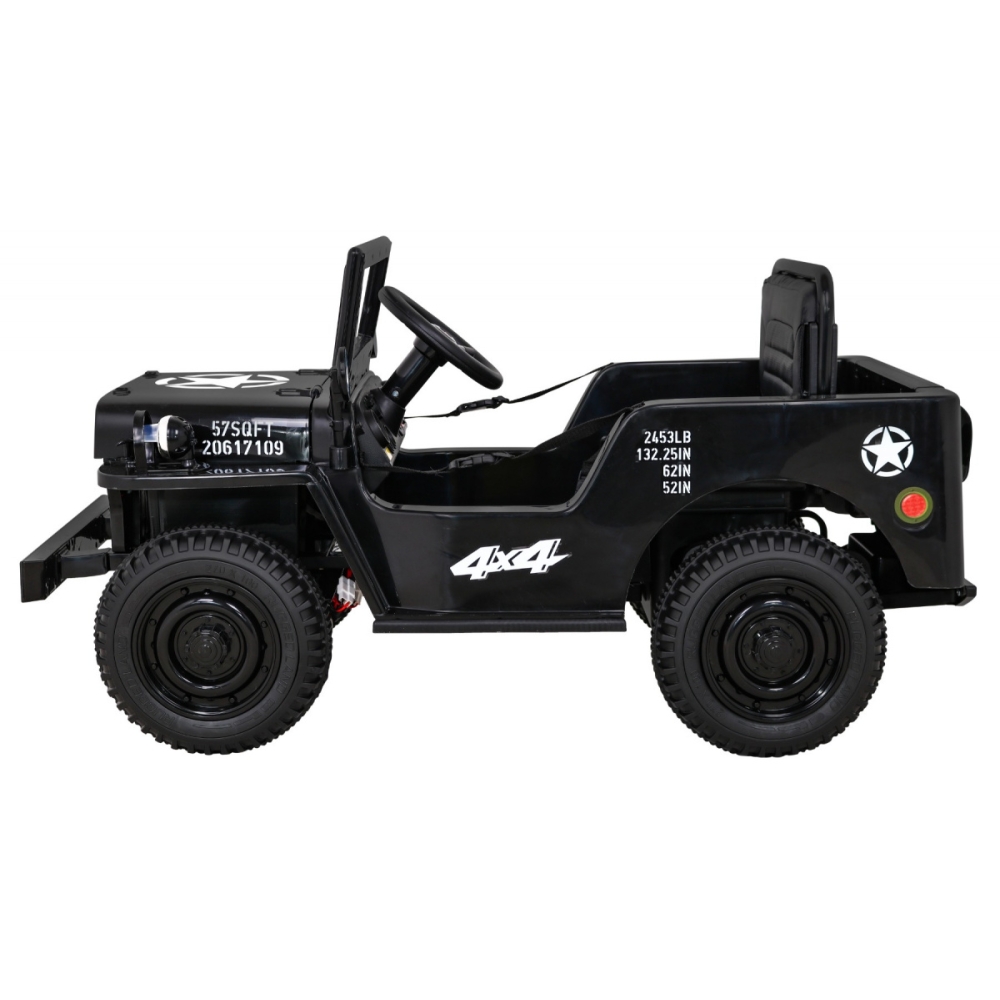 Elektromobilis Retro karinis 4x4 pavara, Black-Elektromobiliai vaikams, Visureigiai-e-vaikas