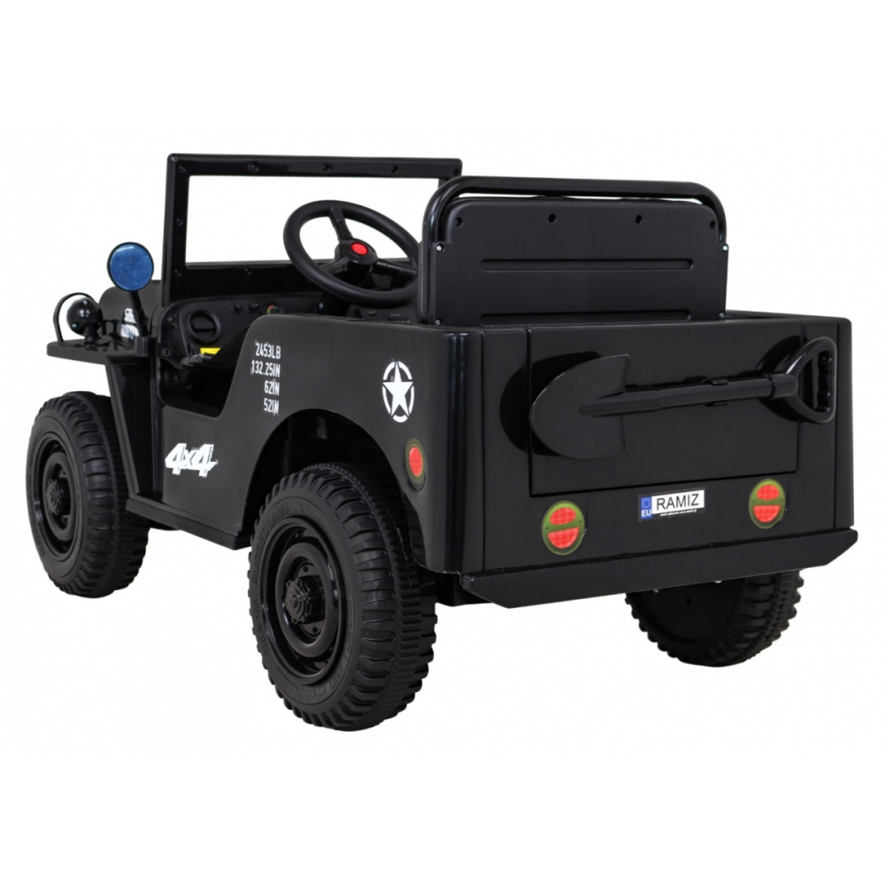 Elektromobilis Retro karinis 4x4 pavara, Black-Elektromobiliai vaikams, Visureigiai-e-vaikas