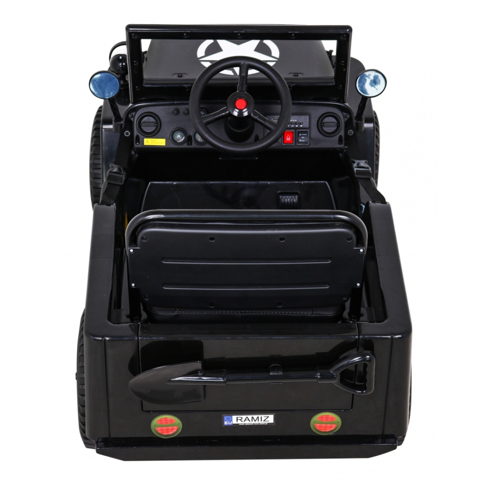 Elektromobilis Retro karinis 4x4 pavara, Black-Elektromobiliai vaikams, Visureigiai-e-vaikas