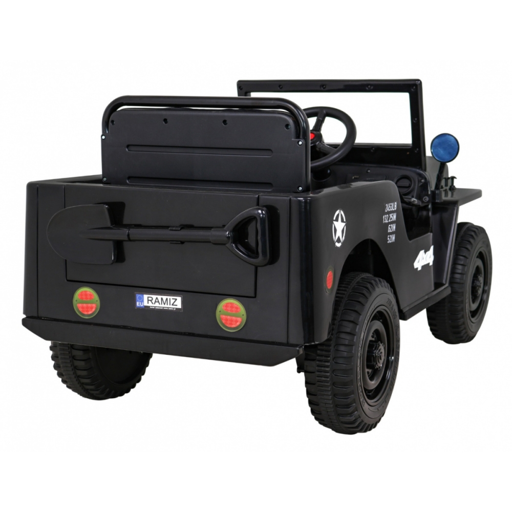 Elektromobilis Retro karinis 4x4 pavara, Black-Elektromobiliai vaikams, Visureigiai-e-vaikas